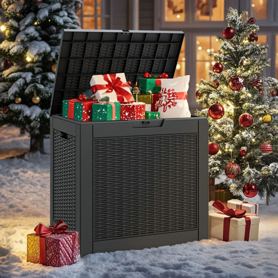 Picture of NUNU LAB 31 Gallon Outdoor Storage Box Waterproof,Indoor Outside Deck Boxes,Backyard Storage Bin For Package Delivery,Garden Tools,Patio Cushions,Pool Accessories,Storage Bench Lockable Lid
