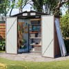 Picture of Aoxun 6x3.9 FT Shed with Base Metal Outdoor Storage Shed Garden Shed with Lockable Doors Tool Shed Bike Shed for Backyard, Patio, Poolside (Brown)