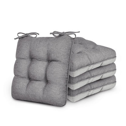 Picture of Love's cabin Memory Foam Chair Cushions Set of 4, Outdoor/Indoor Chair Pads for Dining Chairs 4 Pack, Seat Cushions for Kitchen, Dining Room, Office, Patio Chairs, 15.5"x15.5"x3.5" Grey
