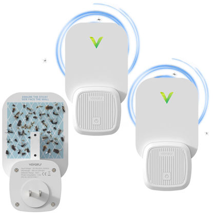 Picture of VEYOFLY Fly Trap Indoor, Fruit Fly Traps for Indoors, (2 Device + 6 Refills) Gnat Traps for House Indoor, Fly Catcher Indoor, Plug in Light Flying Insect Trap, Bug Light Killer, Fly Trap