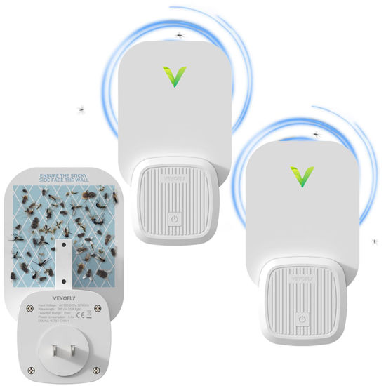 Picture of VEYOFLY Fly Trap Indoor, Fruit Fly Traps for Indoors, (2 Device + 6 Refills) Gnat Traps for House Indoor, Fly Catcher Indoor, Plug in Light Flying Insect Trap, Bug Light Killer, Fly Trap