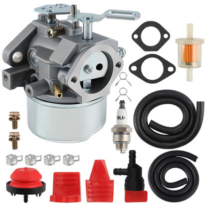 Picture of Carbhub 640052 Carburetor for Tecumseh HMSK80 HMSK90 HMSK100 LH318SA LH358SA Snow Blower Thrower 8HP 9HP 10HP Engine Tecumseh 640054 640349 Carburetor with Primer Bulb - 640052 Carburetor