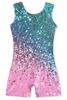 Picture of Funnycokid Gymnastics Leotards for Girls Dance Outfits Unitard Sparkly Clothes with Shorts, diamond 02, 5-6 Years