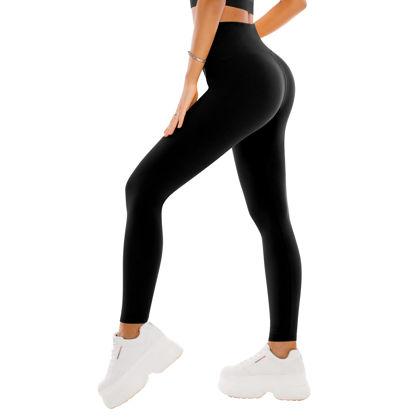Picture of SINOPHANT High Waisted Leggings for Women - Full Length Capri Buttery Soft Yoga Pants for Workout Athletic(Full Black,L-XL)