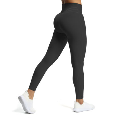 Picture of Aoxjox High Waisted Workout Leggings for Women Trinity Yoga Pants 26.5" (Black, Medium)