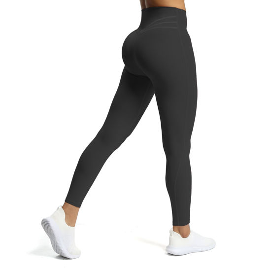 Picture of Aoxjox High Waisted Workout Leggings for Women Trinity Yoga Pants 26.5" (Black, Medium)