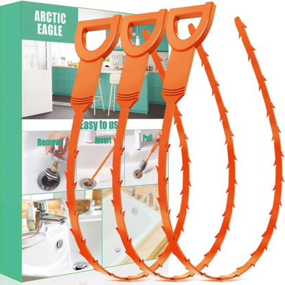 Picture of ARCTIC EAGLE Drain Snake Hair Drain Clog Remover - 3 Pack Shower Snake Sink Unclogger Tool with Exquisite Packaging