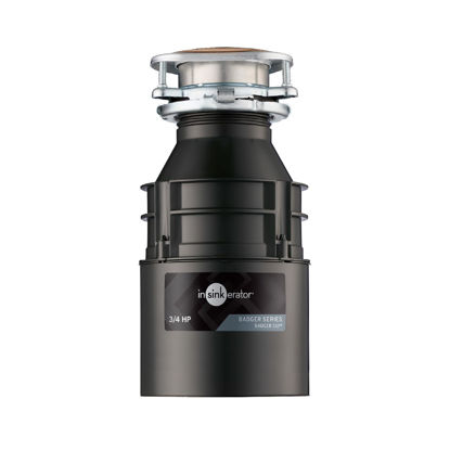 Picture of InSinkErator Badger 5XP Garbage Disposal, Standard Series 3/4 HP Continuous Feed Food Waste Disposer, Black / Stainless