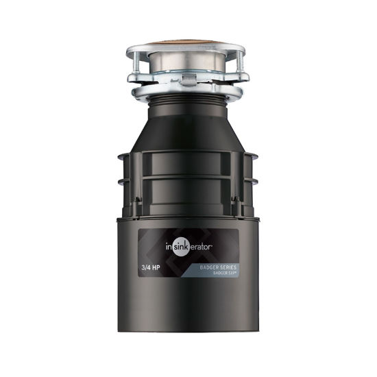 Picture of InSinkErator Badger 5XP Garbage Disposal, Standard Series 3/4 HP Continuous Feed Food Waste Disposer, Black / Stainless