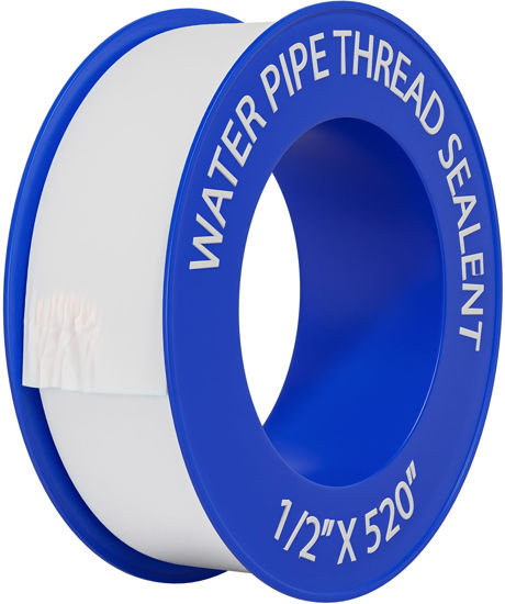 Picture of D-NYX 1 Roll 1/2 Inch(W) X 520 Inches(L) Teflon Tape,Water Pipe Sealing Tape,Plumbing Tape,Plumbers Tape,PTFE Tape,Sealing Tape,Sealant Tape,Thread Seal Tape for Shower Head,Duct Tape,White