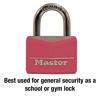 Picture of Master Lock Pink Covered Aluminum Keyed Padlock with Steel Shackle, Lock for Gym or School Locker with 1-9/16 Inch Lock Body, 146D