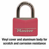 Picture of Master Lock Pink Covered Aluminum Keyed Padlock with Steel Shackle, Lock for Gym or School Locker with 1-9/16 Inch Lock Body, 146D