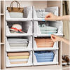 Picture of caktraie 5 Pack Folding Closet Organizers Storage Box, Stackable Plastic Storage Basket, Closet Organizers and Storage Drawer Shelf Storage, Storage Container for Cupboard Kitchen Bathroom, White