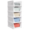 Picture of caktraie 5 Pack Folding Closet Organizers Storage Box, Stackable Plastic Storage Basket, Closet Organizers and Storage Drawer Shelf Storage, Storage Container for Cupboard Kitchen Bathroom, White
