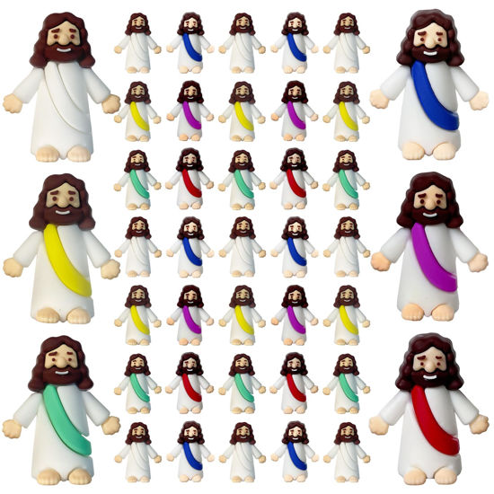 Picture of AKFAHOIF 30Pcs Little Jesus Figures, Set of 30pcs Action Figures Mini Jesus figurines in bulk, Tiny Jesus Figures to Hide and Seek Religious Gifts for Easter Egg Stuffers valentines day gifts for kids