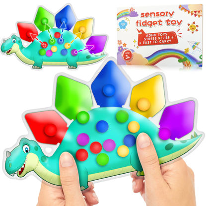 Picture of Dinosaur Color Sorting Sensory Toy Valentines Day Gift for Toddler Activities Toy Easter Basket Stuffers Fine Motor Quiet Travel Essential Toy Montessori Autism Fidgets for Kid 3 4 5 Year Old Boy