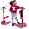 Picture of Hurtle Kids Scooter - Child Toddler Kick Scooter Toy with Foldable Seat - 3 Wheel Scooter with Adjustable Height, Anti-Slip Deck, Flashing Wheel Lights, for Boys/Girls 1-12 Year Old, Pink