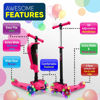 Picture of Hurtle Kids Scooter - Child Toddler Kick Scooter Toy with Foldable Seat - 3 Wheel Scooter with Adjustable Height, Anti-Slip Deck, Flashing Wheel Lights, for Boys/Girls 1-12 Year Old, Pink