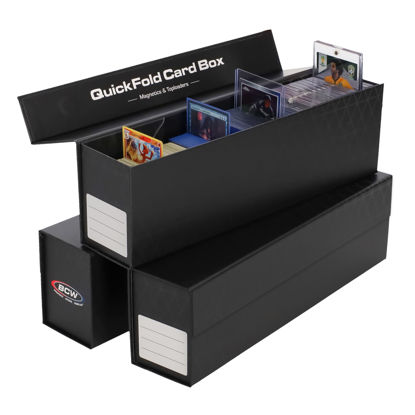 Picture of BCW QuickFold Card Boxes for Magnetics and Toploaders - Magnetic Closure Trading Card Storage Box | Fits 850-1200 Cards Each | Sleeved/Unlseeved Cards, Magnetic Card Holders | Easy Assemble - 3 Pack
