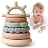 Picture of Moonkie Stacks of Circles Soft Teething Toy | Educational Learning Baby Toy | Stacking Ring Toys for Babies Boy and Girl | 7 Piece Teethers Set