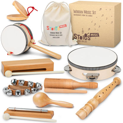 Picture of Stoie’s International Wooden Music Set - Toddler Musical Instruments for Kids Ages 5-9 Montessori Baby Musical Instruments for Toddlers 3-5 Kids Musical Instruments Toys Music