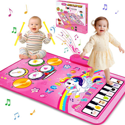 Picture of Toys for 1 Year Old Girl Gifts: Baby Musical Mat Toddler Toys Age 1-2 - 3 in 1 Piano Drum Animal Touch Unicorn Toys - Infant Music Toy 12-18 Months Babies Birthday Gifts for 1 2 3 Year Old Boys Girls