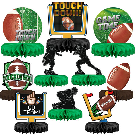 Picture of 10PCS Football Party Decorations Football Table Centerpiece Football Honeycomb Centerpieces Table Toppers for Football Birthday Party Football Game