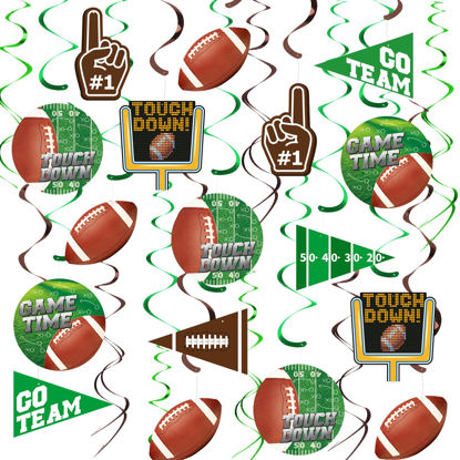 Picture of 30 Pieces Football Party Decorations Football Hanging Swirl for Football Birthday Party Football Game Day Tailgate Party Supplies