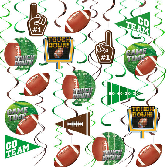 Picture of 30 Pieces Football Party Decorations Football Hanging Swirl for Football Birthday Party Football Game Day Tailgate Party Supplies