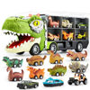 Picture of JOYIN 13 in 1 Dinosaur Toys for Kids 3-5, Dinosaur Truck with 12 Pull Back Cars, Dinosaur Cars Set, Birthday Gifts Toys for 3 4 5+ Year Old Boy, Transport Carrier Truck for Toddlers 3-4 Years