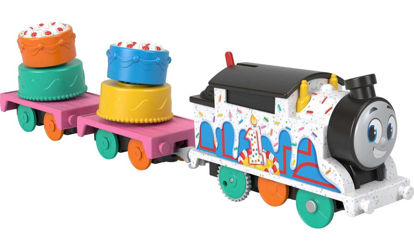 Picture of Thomas & Friends Motorized Toy Train, Wobbly Cake Thomas Engine with Cargo Cars & Pieces for Pretend Play Preschool Kids Ages 3+ Years