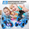 Picture of QUNREDA Remote Control Car, RC Cars Toys for Kids Ages 6-12, 4WD Stunt Car with LED Lights & 360° Flips, 2.4GHz, Upgraded USB-C Modular Batteries, 8-10 Year Old Boys 1-Blue