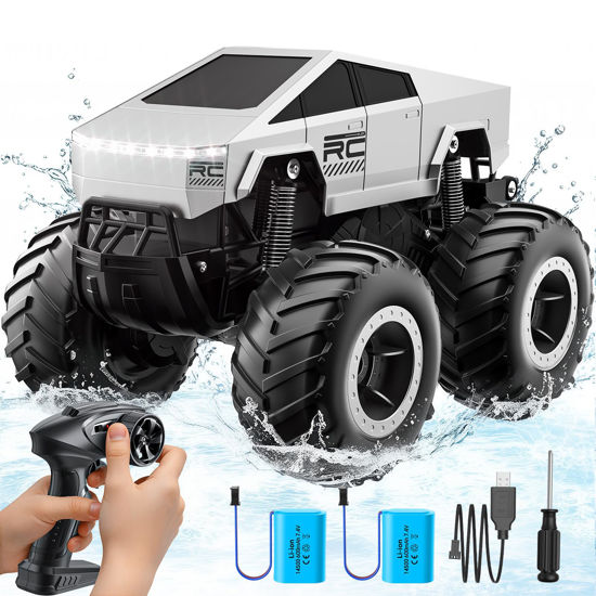 Picture of Remote Control Car Off-Road Pick-up Truck, 4WD Waterproof Cybertruck Toy RC Cars for All Terrain, 1:16 Scale Hobby Monster Truck Toys 2.4GHz Vehicles Kids Gifts for Boys/Girls Age 6 7 8 9 10-12+