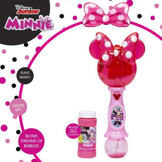 Picture of Little Kids Disney Minnie Mouse Light and Sound Musical Bubble Wand, Includes Bubble Solution, Plastic, Multi (2051)