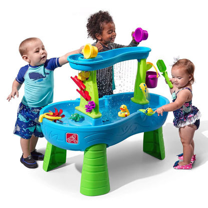 Picture of Step2 Rain Showers Splash Pond Toddler Water Table, Kids Water and Sand Activity Sensory Playset, Summer Outdoor Toys, 13 Piece Toy Accessories, For Toddles 1.5+ Years Old