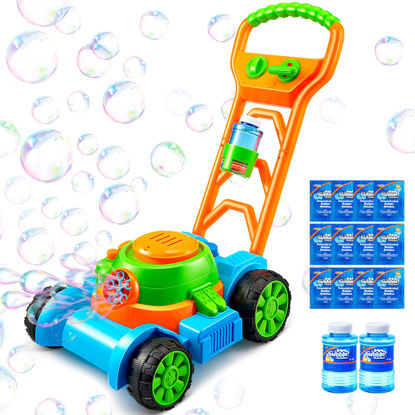 Picture of Sloosh Bubble Lawn Mower Toddler Toys - Kids Toys Bubble Machine Summer Outdoor Toys Games, Bubble Mower Outside Push Toys for Toddlers Preschool Kid Boys Girls Birthday Valentines Gifts (Blue)