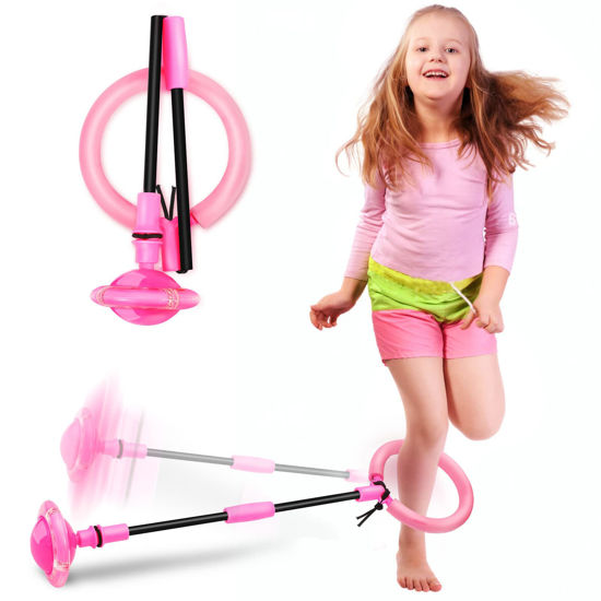 Picture of Hewog Skip Ball, Portable Foldable Colorful Flash Wheel Swing Ball, Kids Toys for Girls & Boys for Skip It, Sports Fitness Toys for Kids & Adults. Gifts for Mom Women & Girls Toys Age 5-10 Years