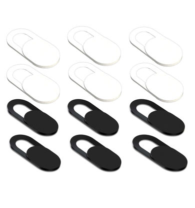 Picture of [12 Pack] Slide Webcam Cover Ultra Slim Web Camera Cover fits Laptop, Desktop, PC, Macboook Pro, iMac, Mac Mini, Computer, Smartphone,Protect Your Privacy Security,Strong Adhensive-6 White+6 Black