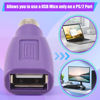 Picture of Kqcibz PS2 to USB Connector, Computer Mouse and Keyboard Mini Adapter, Mouse and Keyboard Converter, Purple, 411925