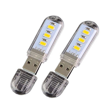 Picture of 2Pcs Mini Portable 3 LED Night Light USB Lamp for PC Laptop Reading Convenient and Practical Deft Design