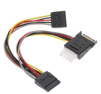 Picture of SATAGear 7in. SATA Power Splitter Cable Molex 4-Pin Output Dual 15-pin Sata Output