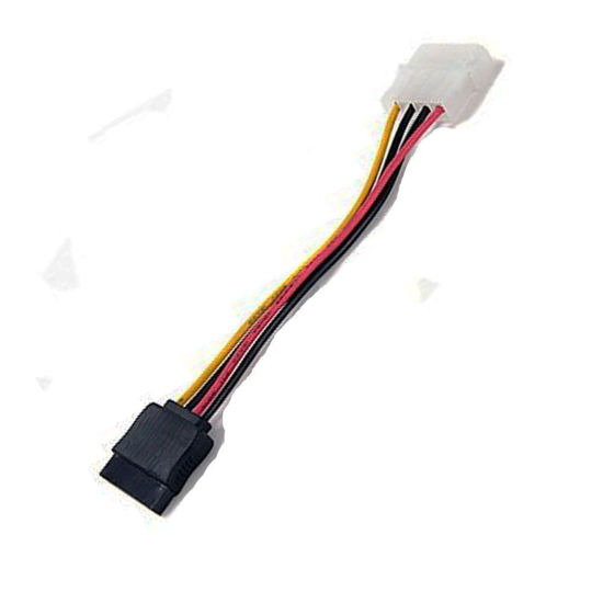 Picture of 4 Pin Power Supply Connector to 15 pin SATA Female Adapter Cable - 6 Inch