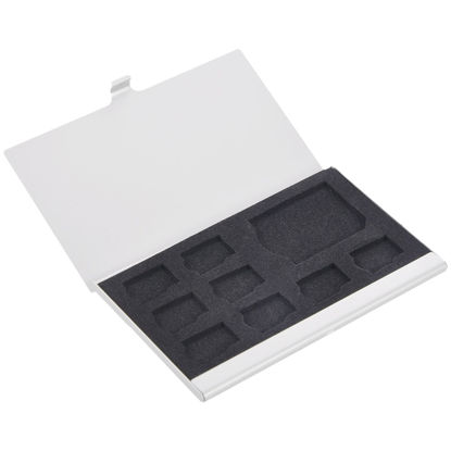 Picture of Hubceuo 9 Micro-SD/SD Memory Card Storage Holder Box Protector Metal Cases 8 TF&1 SD, Black & Silver, 108882