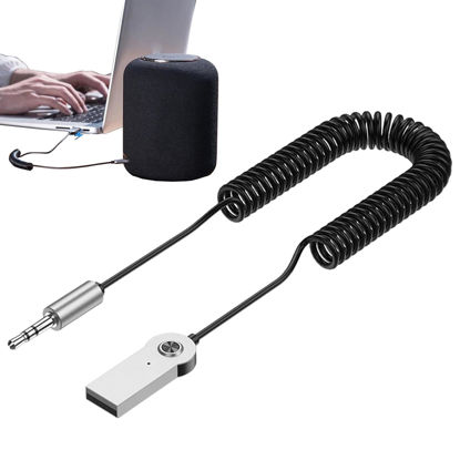 Picture of Wireless Aux Adapter - Built in Microphone Aux Car Adapter, Stereo Sound Aux Adapter | Car Wireless Audio Receiver, Sophisticated Design Wireless Adapter to 3.5mm Jack for Music and Hands Calling