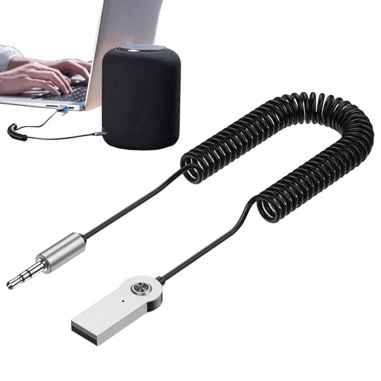 Picture of Wireless Aux Adapter - Built in Microphone Aux Car Adapter, Stereo Sound Aux Adapter | Car Wireless Audio Receiver, Sophisticated Design Wireless Adapter to 3.5mm Jack for Music and Hands Calling