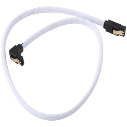 Picture of Kqcibz 50CM SATA 3.0 III SATA3 7pin Data Cable Right Angle 6Gb/s SSD Cables HDD Hard Disk Data Cord with Nylon Sleeved(White), 170046A3
