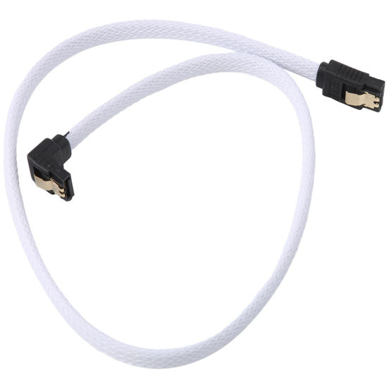 Picture of Kqcibz 50CM SATA 3.0 III SATA3 7pin Data Cable Right Angle 6Gb/s SSD Cables HDD Hard Disk Data Cord with Nylon Sleeved(White), 170046A3