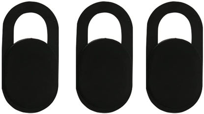 Picture of 3 pcs/Set Oval Shape Webcam Cover Shutter Slider Plastic Camera Cover for Web Laptop Pc Tablet - Black Deft Processed
