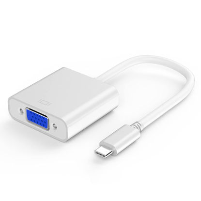 Picture of Srutueo USB C to Vga Adapter,Type C to Vga Adapter Compatible for Pro 2016/2017/2018, Air/Pro 2018,Surface Book 2,Chromebook Pixel/Xp, White, 256897