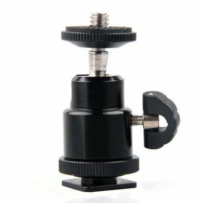 Picture of UKD PULABO Strong and Long-LastingCompact Mini 360 Degree Swivel Ball Head Tripod Mount with Hot Shoe Adapter - Black